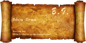 Bécs Irma névjegykártya